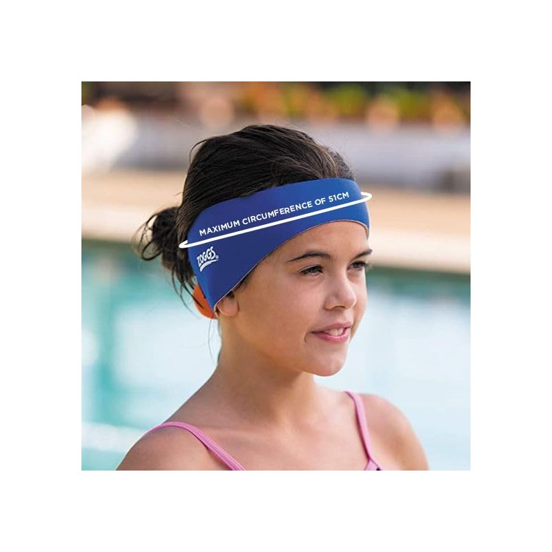 Zoggs Kids' Swimming Ear Band, Blue/Orange, Small/Medium