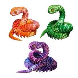 Myqiqi 3D Printed Joint Snakes Set (11 in, 3 Pieces) - Flexible Joint Snakes Animal Fidget Toy for Autism/ADHD (Purple, Red, Green)