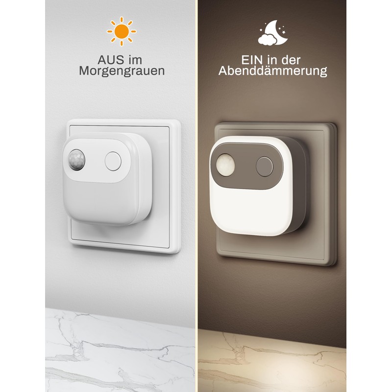 Emeritpro Night Light Socket, Pack of 2 Socket Light with