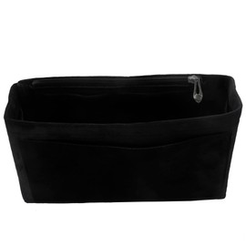 Purse Organizer Insert Suede Bag Organizer Handbag Tote Shaper Suede Material Soft and Non-Damage (Black, Slim, Large)