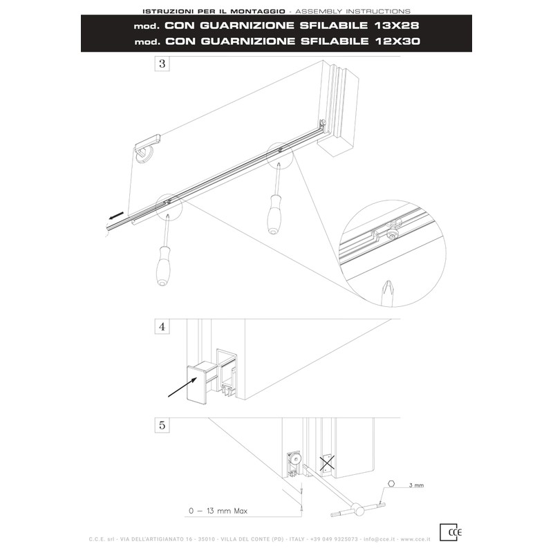 Gedotec Lowerable floor seal, 1 piece door seal, one-sided release,