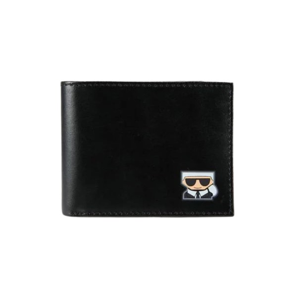 Karl Lagerfeld Paris Men's Leather Billfold, Black, One Size, Black,