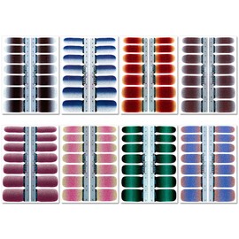 WOKOTO 8 Sheets Glitter Adhesive Nail Art Polish Stickers Tips With 1Pc Nail File Nail Wraps Decals Strips Set Manicure Accessories