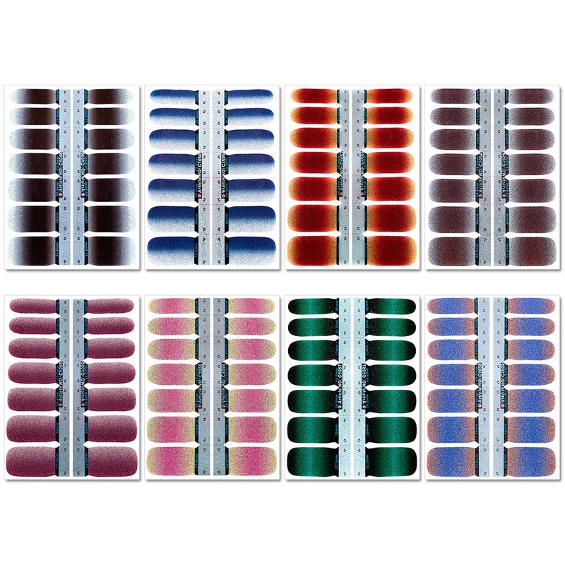 WOKOTO 8 Sheets Glitter Adhesive Nail Art Polish Stickers Tips