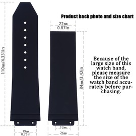 WRISTARMOR 25mm Rubber Replacement Band Compatible with Hublot Big Bang Watch Strap Sports Waterproof Bracelet (Black)