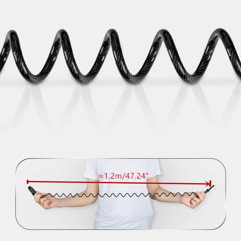 UP Security Bicycle Cable Lock, 4-Digit Combination, Coiled Cable, Weatherproof,