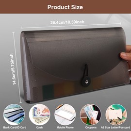 Document Folder, 13 Compartments, B6, Expanding and Organiser Folders, Sorting Folder, Colourful File Folder, Folder System with Labels, Portable Expandable File Folder, Accordion Folder for Office,