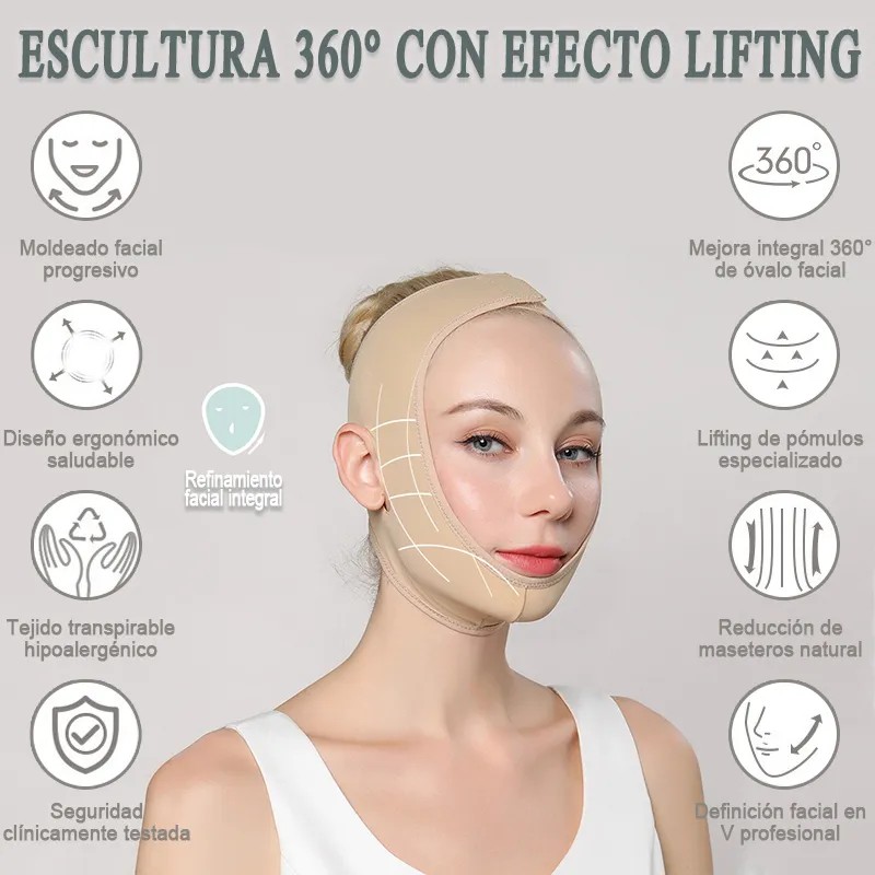 2pz Faja Mentonera Reduce Arruga Papada Y Adelgazante Facial