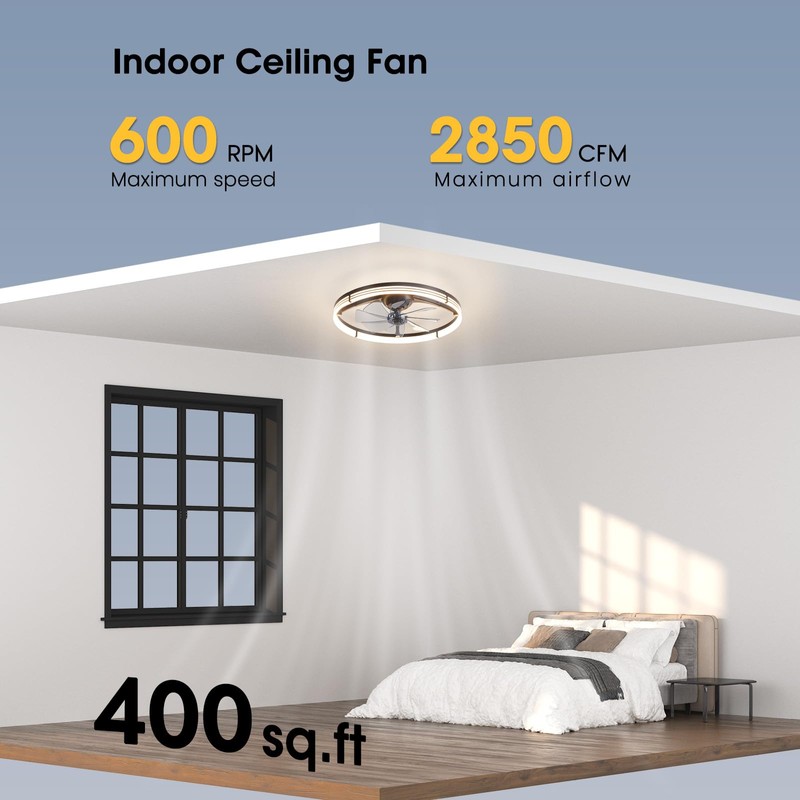 LUDOMIDE 24 Inch Ceiling Fans with Lights and Remote, Modern