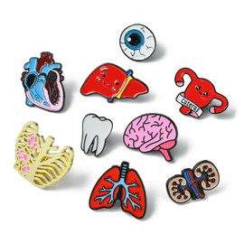 DanLingJewelry 9Pcs Medical Enamel Pins Set Creative Human Organs Lapel Pins Accessory for DIY Backpacks Clothes Hats Bags Decor, Metal, no gemstone