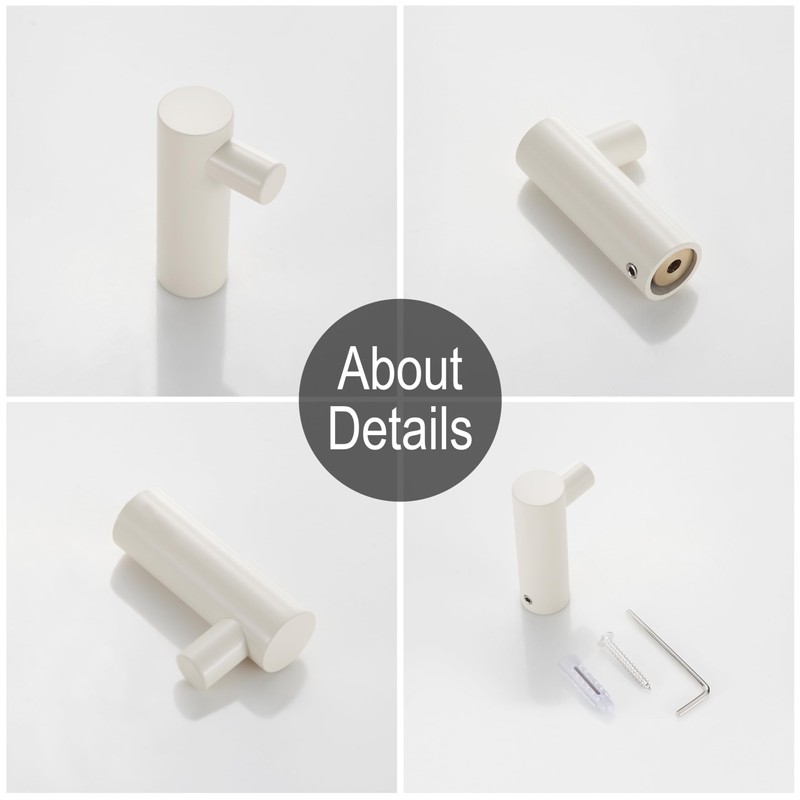 BVL Towel Hooks, White, Pack of 5, Wall Hooks, 304