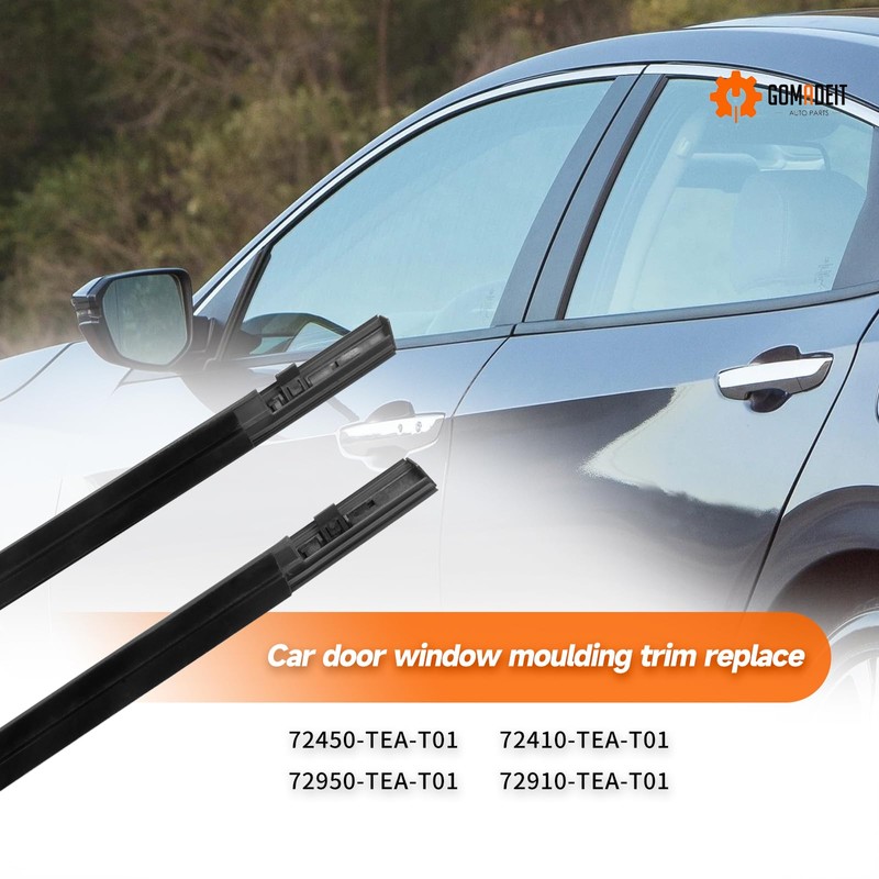 GOMADEIT Black Window Weather Stripping for Honda Civic 2016 2017