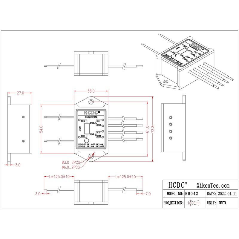 DPST 1NO 1NC 8 Amp Power Relay Module (AC/DC 12V)