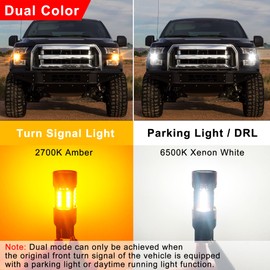 FAXCARS 7444NA 7443NA LED Switchback Bulbs for Ram 1500 2500 3500 Front Turn Signal Light, White + Amber 12V CANBUS Anti Hyper Flash, 2-Pack