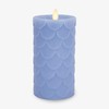 Luminara Embossed Fish Scale Flameless LED Candle, Cornflower, 3.25" x