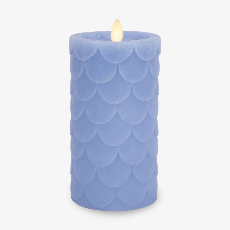 Luminara Embossed Fish Scale Flameless LED Candle, Cornflower, 3.25" x