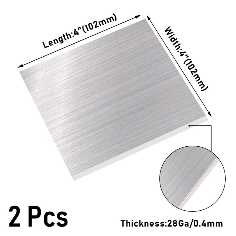 304 Stainless Steel Sheet, 28 Gauge 0.02" Thickness x 4"