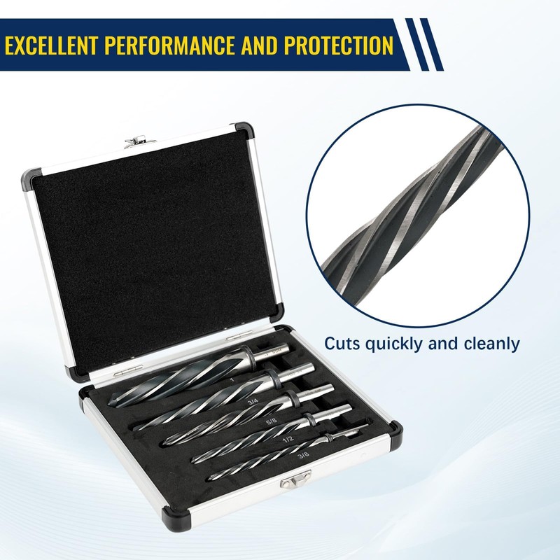 5 Piece M2 HSS Taper Chucking Reamer Set, 1", 3/4",