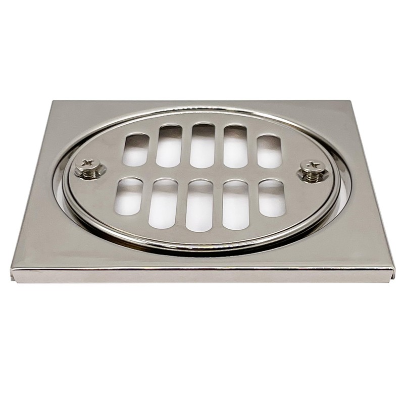 Westbrass R313-05 Square Brass Shower Tile with Round Strainer Grid