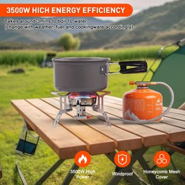 SUPRBIRD Camping Stove 3500 W Small Foldable Camping Gas Stove with Piezo Ignition, Folding Windshields, Adapter Gas Stove, Mini Gas Burner for Outdoor Picnic Trekking Hiking Travel Cushion Neck Roll