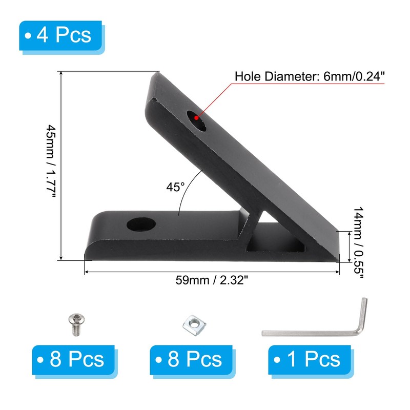 PATIKIL 45 Degree Angle Corner Brackets, 1 Set 2.32x0.55 Inch