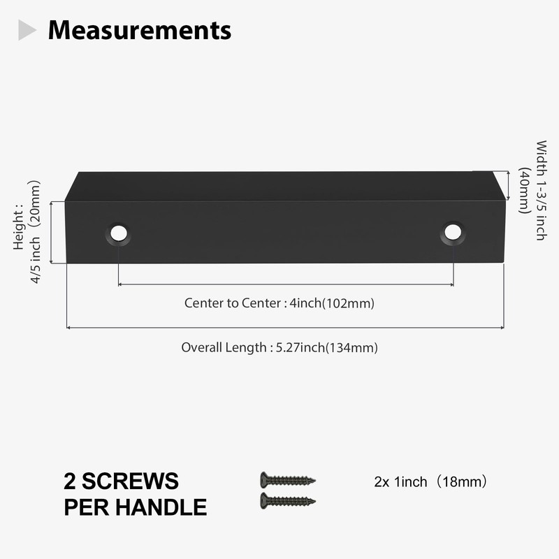 Peaha 10 Pack Kitchen Cabinet Handles 4 inch Black Pulls