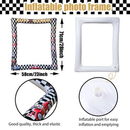 Race Car Theme Birthday Party Inflatable Selfie Photo Frame for Pictures and Decorations Car Theme Blow up Picture Frame Let's Go Racing Party Supplies for Boys Birthday Baby Shower Decorations