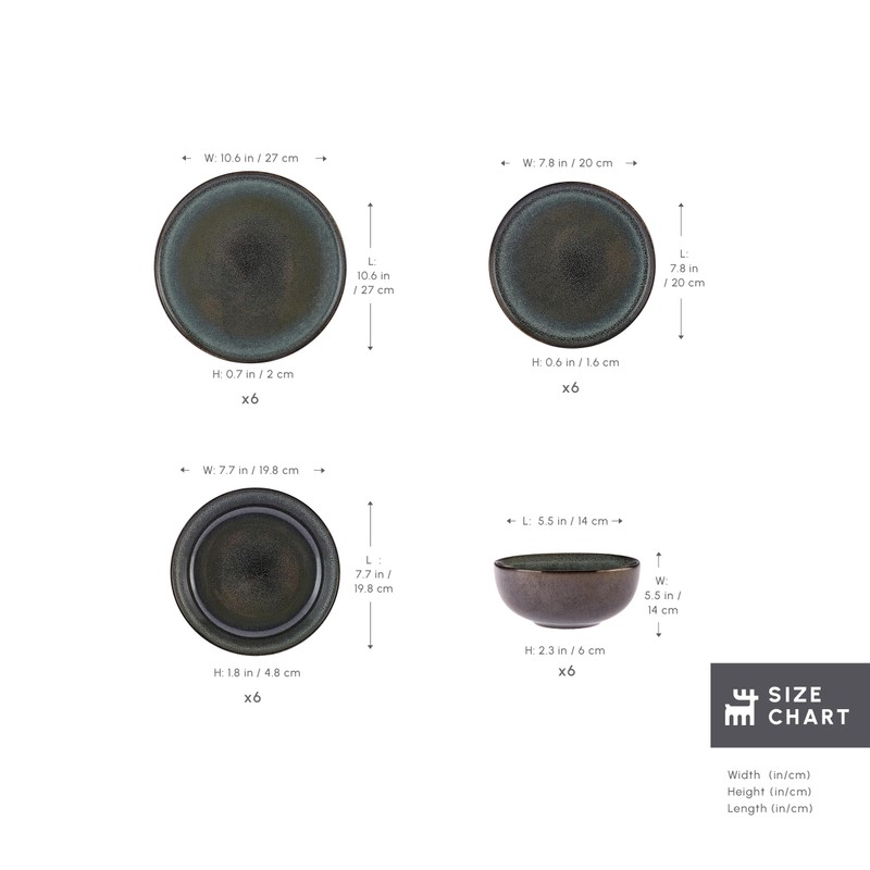 Karaca Fein 24 Piece Reactive Glaze Dinner Set for 6
