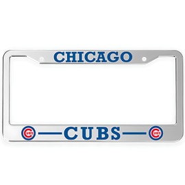 Peace&Love for Cubs License Plate Frames 2 Pack, Silver License Plate Holder Metal, Universal American Tag Frames for All Cars,Waterproof and Anti-Rust, Regular Size