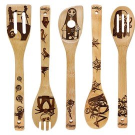 Nightmare Wooden Spoons Great Utensil Set Fun Gift Idea Serving Utensils Burned Bamboo Spoons Kitchen House Warming Present Slotted Spoon 5 Piece …
