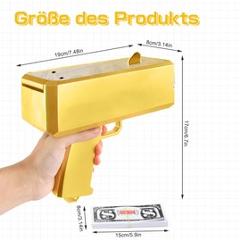 Silkwish Money Gun Shooter with 100 Fake Money, Money Gun for Films, Film Props Gun, to Make It Rain, Money Gun for Games, Movies, Party, Party Games