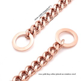 RUMYPET Rose Gold Dog Chain Collar 11mm/15mm/19mm Stainless Steel Cuban Link Chain Collar for Small Medium Large Dogs(11mm,18inch)