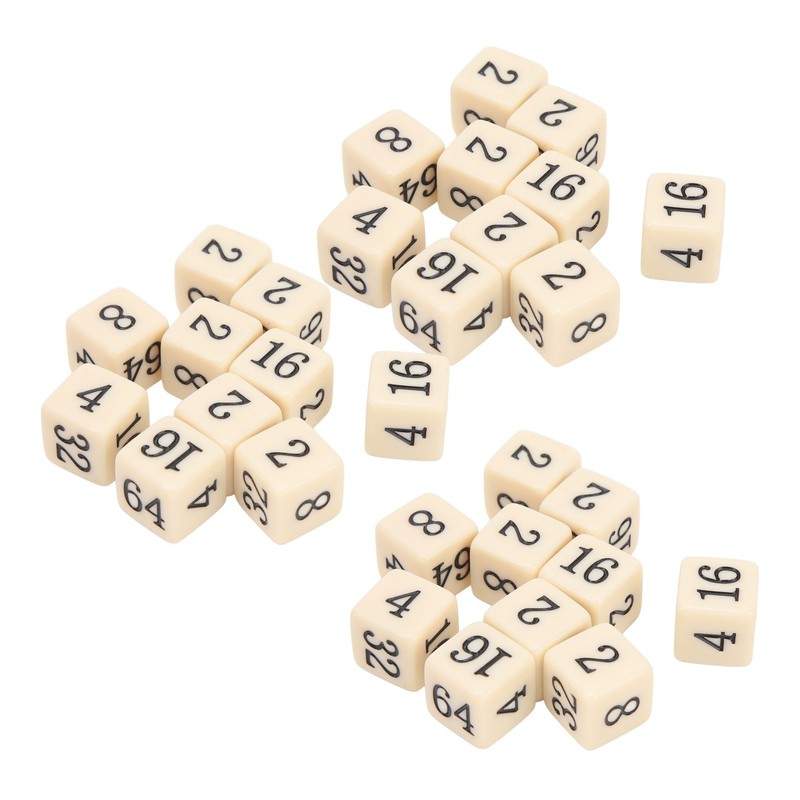 30PCS 6 Sided Number Dice 15.5mm Multiple Of 2 Number