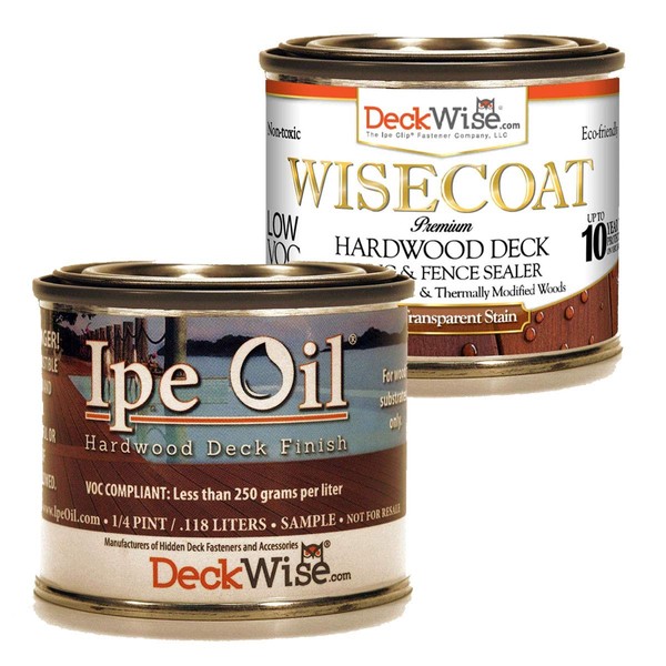 1 Ipe Oil Hardwood Oil Finish 250 VOC and 1 WiseCoat Hardwood Water-Based Finish Low 53 VOC -1/4 Pint Samples