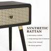 Bme Nipe Black Solid Wood Rattan Nightstand Fully Assembled, Woven