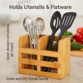 HIC Kitchen Dish Rack Caddy for Folding Dish Drying Rack (#97086), Natural Bamboo
