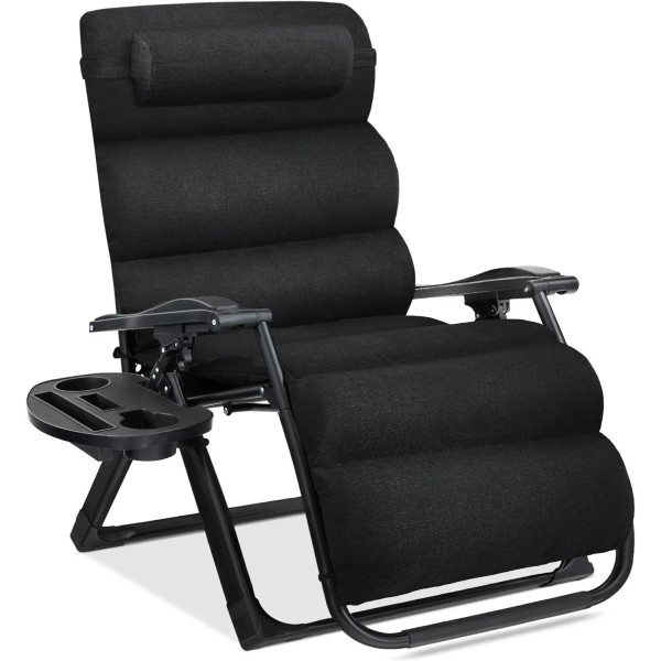 Oversized Zero Gravity Chair Folding Outdoor Patio Recliner w/Removable Cushion