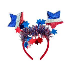 Outyua 4th of July Red White and Blue Patriotic Star Headband American Flag Hairband USA Independence Day Hair Outfits Hair Accessories for Women Girls