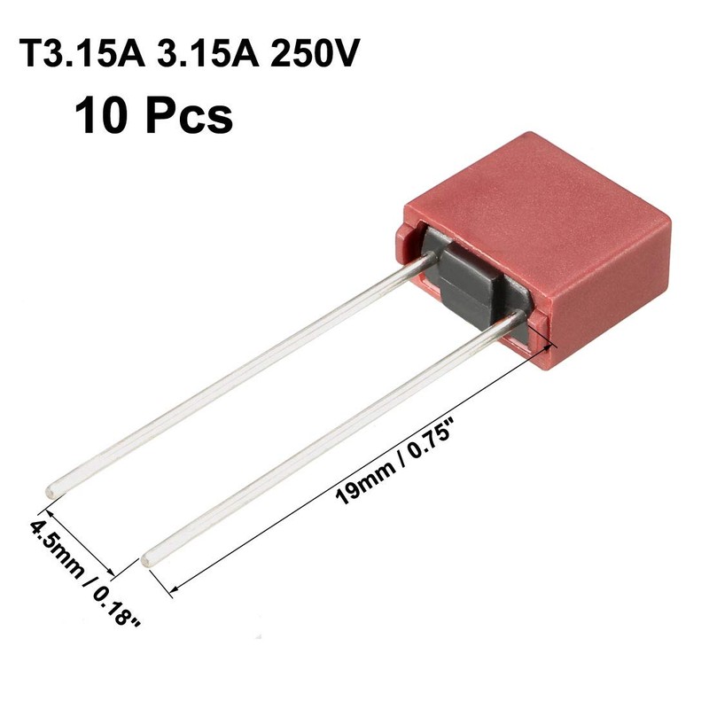 sourcing map 10Pcs DIP Mounted Miniature Square Slow Blow Micro