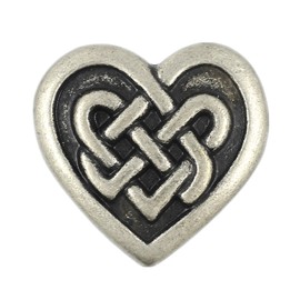 Bezelry 12 Pieces Celtic Heart Love Knot Metal Shank Buttons. 19mm (11/16 inch) (Antique Silver)