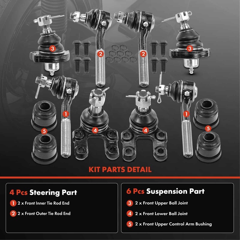 A-Premium Set of 10, Front Upper Lower Ball Joint, Inner