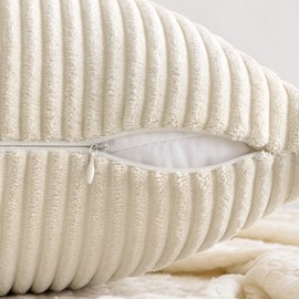 MIULEE Pack of 2 Corduroy Throw Pillow Covers Soild Decorative Pillow Cases Soft Square Cushion for Couch Sofa Bedroom Car 16 x 16 Inch 40 x 40 cm, White