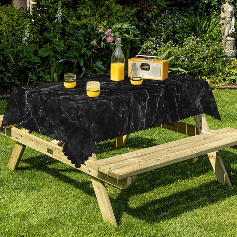 SIEDYCV Natural Black Grey Marble Tablecloth, 52x70 Inch Abstract Modern