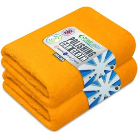 Towelogy® G76 Premium Car Polishing Cloth Lint Free & Ultra Soft For Professional Buffing To Enhance Gloss 40x40cm (Orange)