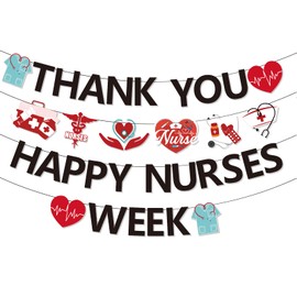 NUTTYBASH Nurses Week Banner Decorations, Happy Nurses Week Banner, Thank You Nurses Banner Party Decorations for National Nurses Day