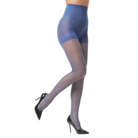 EVERSWE 3 Pairs 20D Women's Sheer Tights with Reinforced Toes, blue