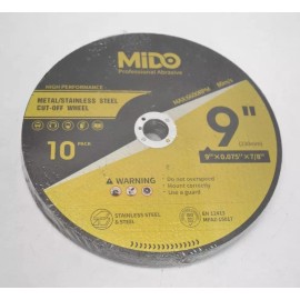 MIDO Professional Abrasive 10 Pack Cut off Wheels 9" Cutting Wheel 9" x 7/8"