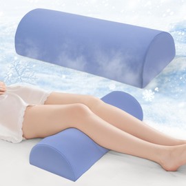 Ruizman Knee Pillow for Back Sleeping - Half Moon Bolster Pillow for Legs - Cooling Under Knee Pillow for Sleeping on Back, Leg Support, Foot Elevation (Misty Blue)