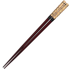 Sunlife H-06725 Chopsticks, Dishwasher Safe, Adult, Long, 9.1 inches (23 cm), Nekouemon Natural Wood, Red, Made in Japan