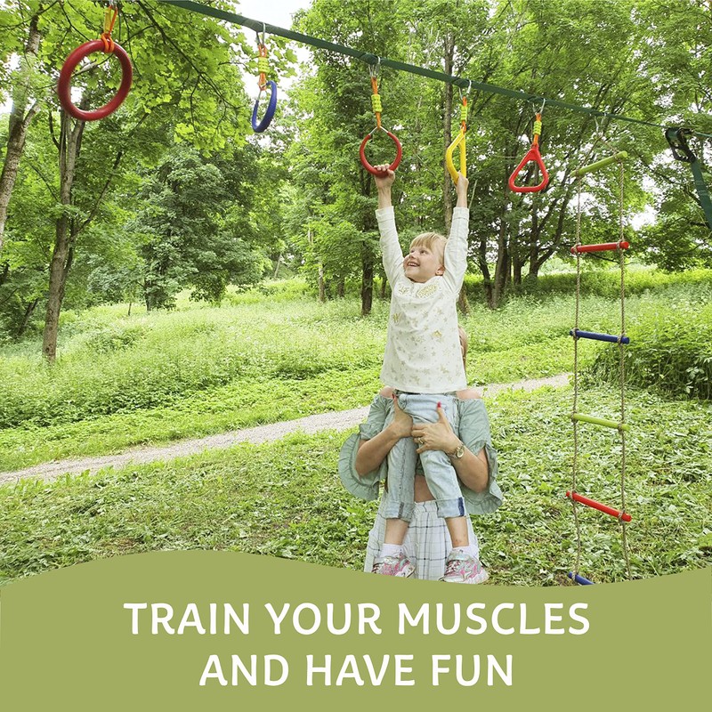 Ninja Slackline Accessories – Multicolor Gymnastic Rings Set of 2
